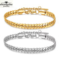 Stainless Steel Snake Bracelet Curb Cuban Link Bracelets for Men Women Gold Silver Color Miami Chunky Chain Bracelete