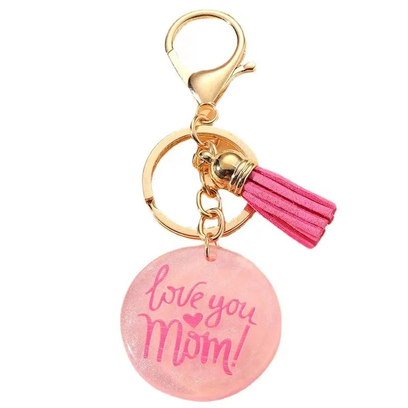 Custom Resin Plastic Mom Keychain Iron Tassels Keychain Accessories for Mother's Day Gifts