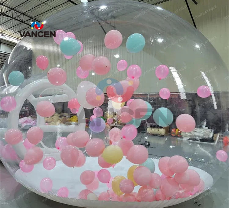 Inflatable Bubble House with 10ft Diameter Transparent Bubble and 6ft Long Tunnel for Balloon Decoration and Parties