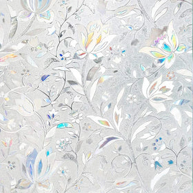 UDK Window Privacy Film Sun Blocking Removable Window Sticker Decorative Glass Film Stained Glass Static Cling Flowers