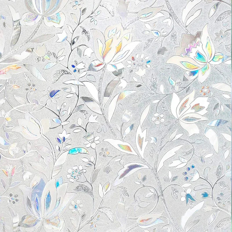 UDK Window Privacy Film Sun Blocking Removable Window Sticker Decorative Glass Film Stained Glass Static Cling Flowers