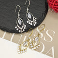 Ilona Gold Silver Plated Copper Marquise Cut CZ Chandelier Earrings Dangle Fringe Statement Earrings Vintage Jewelry for Women