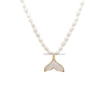 Wholesale Elegant 18K Yellow Gold with Shell Tail Shape Charm Pearl Necklace Jewelry for Women Gift Customized Jewelry