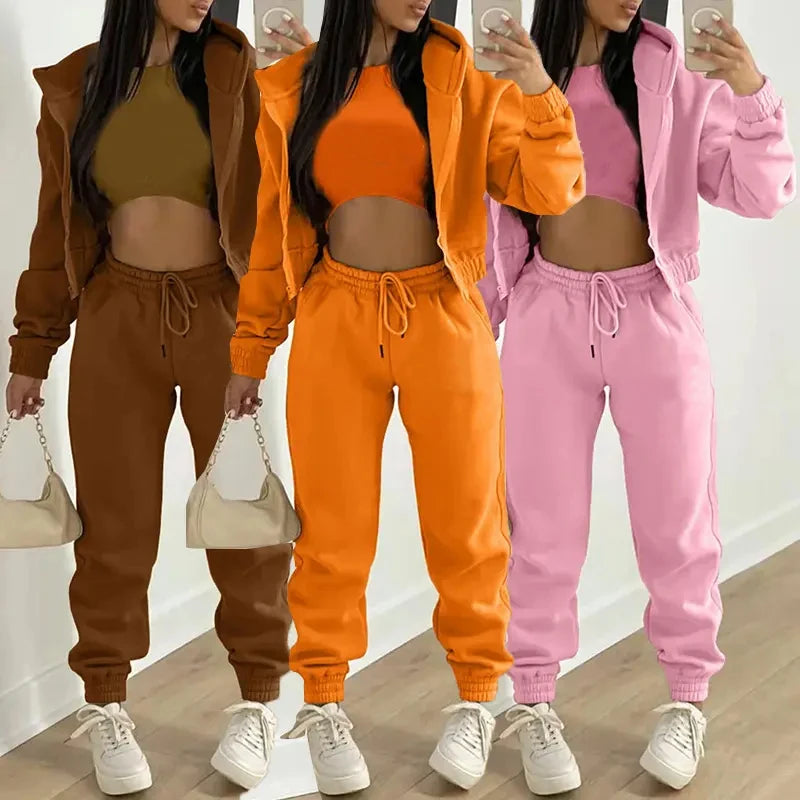 MeiYue Custom Logo 2 Piece Set Cropped Pullover Hood Sweatshirt Jogger Sweatpants Suit Sweatsuit Set Tracksuit for Women