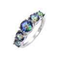 Abiding Mystic Quartz- Blueish Gemstone Finger Ring Vintage 925 Sterling Sliver Wedding Band Rings for Women Fine Jewelry