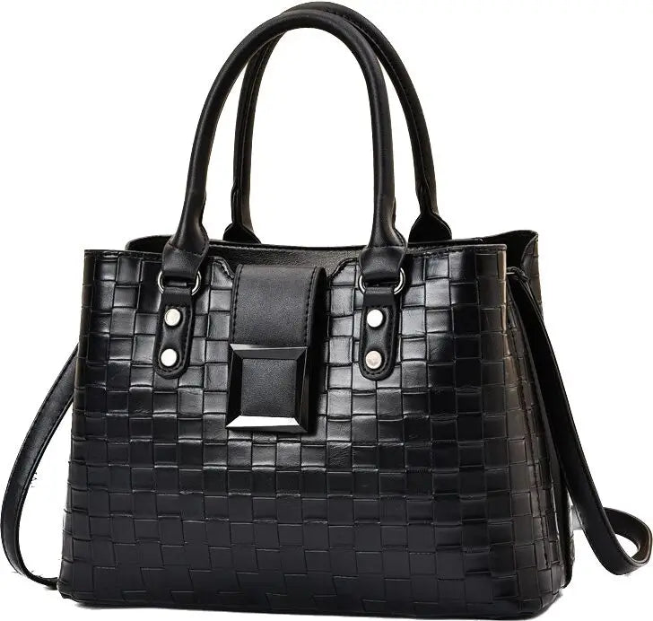 2023 Women's Luxury Large Capacity Handbags Casual Tote with Woven Leather Pattern Polyester Lining for Daily Use