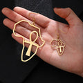 2022 Fashion Cross Drop Earrings for Women Stainless Steel Hollow Africa Map Dangle Jewelry