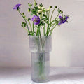 Art Deco Design Style Clear Glass Vase with Stripes Wide Mouth Tabletop Decoration for Northern Europe Ins Style