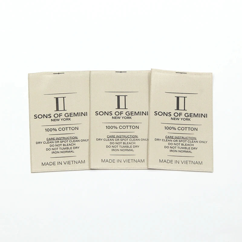 Custom Eco-Friendly Heat Press Clothing Labels Roll Handheld Printer Damask Neck Hanger Loop Woven Sew Labels