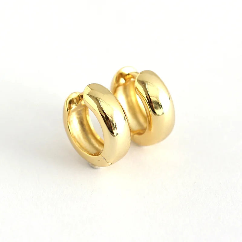 Rainbowking S925 Fine Jewelry Minimalist Glossy Gold Plated Earrings Ins with Heavy Texture Versatile for Party Occasions