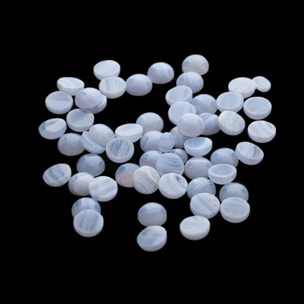 Wholesale Natural Blue Lace Agate Cabochon Semi-Precious Quartz Onyx Stone Lat Bottomed Blue Quartz Crystals Stones Loose Unset