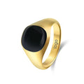 ShuoyeW New 12mm Stainless Steel Ring Gold Drop Oil Black Seal Basic Stainless Steel Ring Finger Rings laser logo Jewelry 640