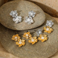 Vintage INS Style 18K Gold Plated Pearl Flower Drop Earrings Women's Trendy Stainless Steel Jewelry for Parties