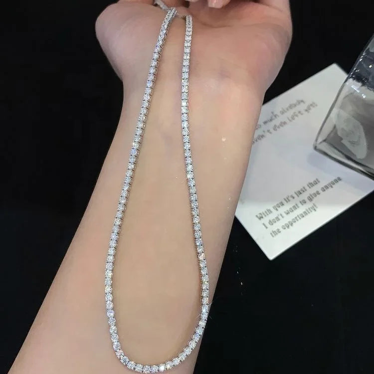 Ruyi Jewelry 14k Solid Gold 8cts Lab Diamond Tennis Choker Necklace Women's Necklace Valentine's Day Gift
