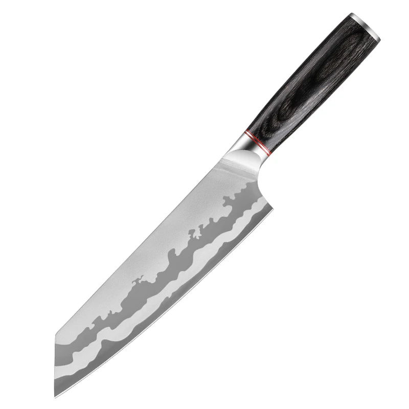 8 Inch Forged Stainless Steel Kiritsuke Chef Knife with Pakkawood Handle Kitchen Knife for Professionals and Home Use