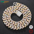 Dropshipping 20mm 3 Tones Gold Plated 925 Sterling Silver VVS Moissanite Diamond Iced Out Miami Cuban Link Chain Necklace