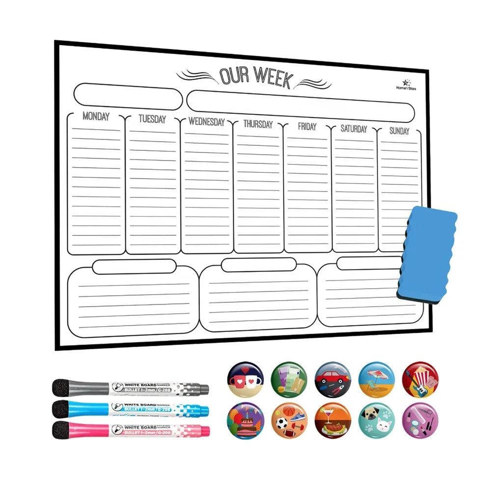 Magnetic Blackboard Meal Dry Erase Daily Note Weekly Monthly Calendar for Fridge Menu Planner