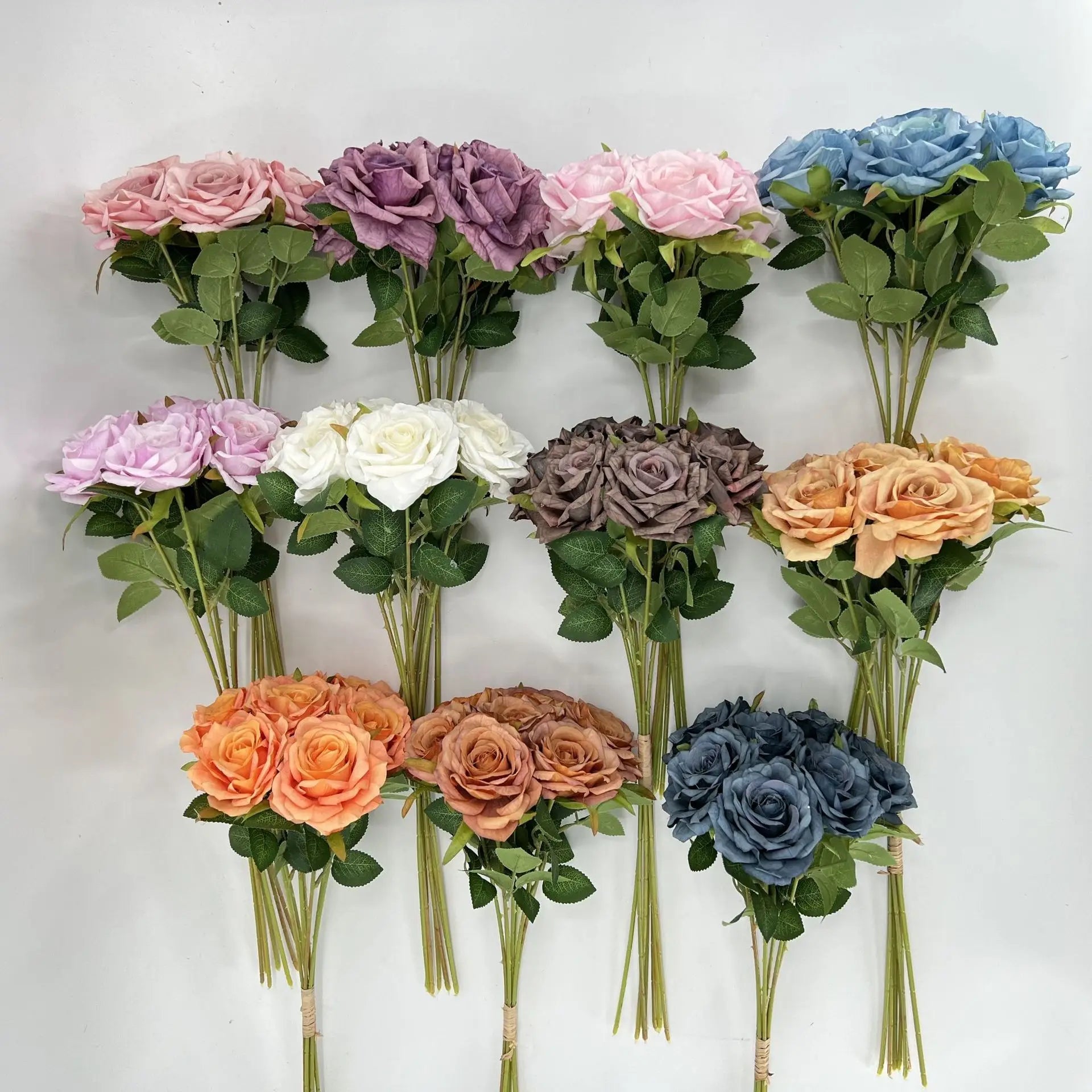 A-1521 Wholesale 7 Heads Silk Roses Wedding Decor Bridal Bouquet Brown Single Stem Artificial Rose Flower Bouquet