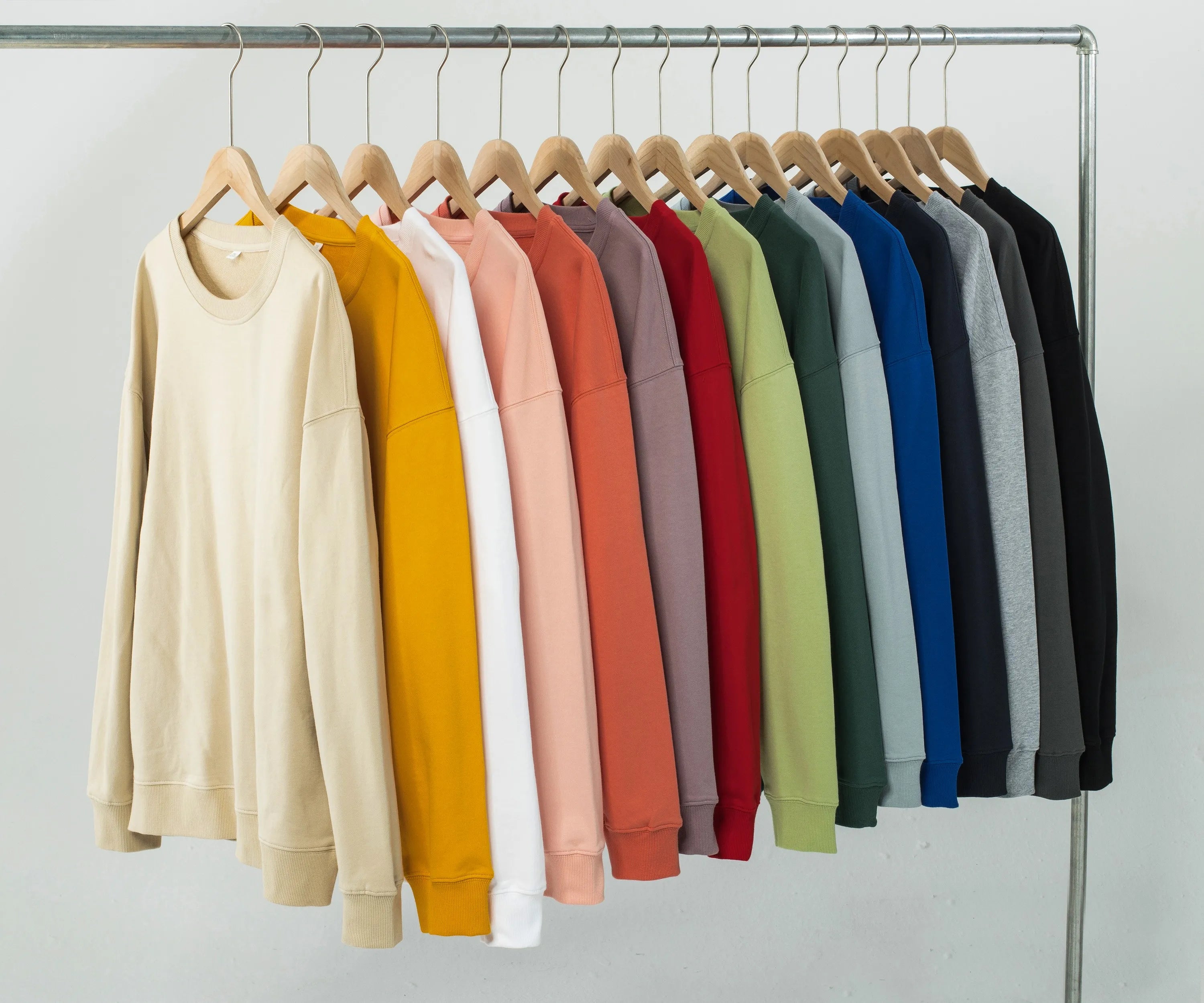 Factory Wholesale 330gsm Women's Terry Sweatshirt 100% Cotton Men's Regular Sleeve Casual Sweaters for Logo Printing