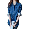 Trendy Long Sleeve Blouse Spring Autumn Long Sleeve Women Denim Shirt