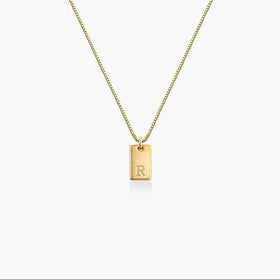 Stainless Steel Initial Necklace Square Letter Pendant Necklace 18k Gold Box Chain Classic Jewelry Wholesale