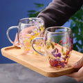 Drinkware Mug Cup Fillings High Appearance Level with Hand Gift Glass Cup with Dry Flower Mugs Wholesale OEM Double Wall Glass