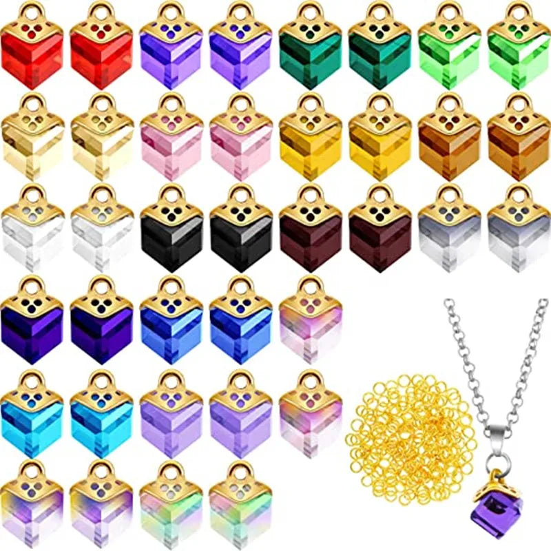 Cubic Crystal Charms Assorted Crystal Dangle Charms Pendants Handmade Dangle Bead Charms  for DIY Necklace Earring Accessories