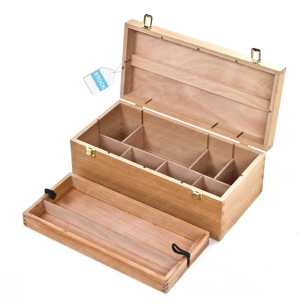 SINOART Art Supply Storage Organizer Marker Storage Wooden Box Drawer Medium Tool Box for Caja De Herramientas De Pintura Easel