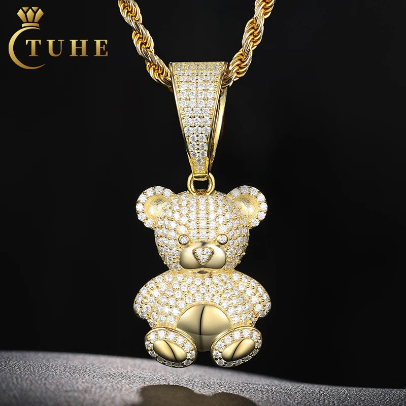Cheapest Price Pass Diamond Tester Moissanite Little Bear Pendant 925 Sterling Silver Iced Out Hip Hop Cartoon Pendant