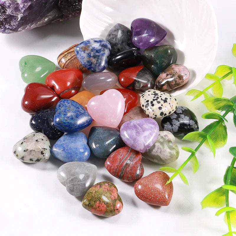 Wholesale Crystals Natural Stone Crystal Crafts Amethyst Hearts Rose Quartz Crystal Heart for Healing Gifts