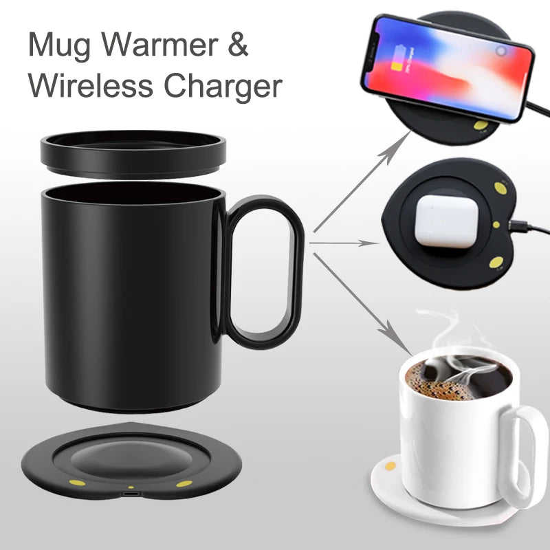 2024 Gift Smart Temperature Controlled 55 Degree Coffee Cup Beverage Mug Warmer With 15w Wireless Charging Pad