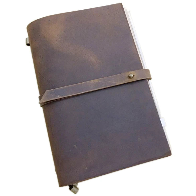 A5 Crazy Horse Real Leather Journal Cover Travel Customized Genuine Leather Notebook with Snap