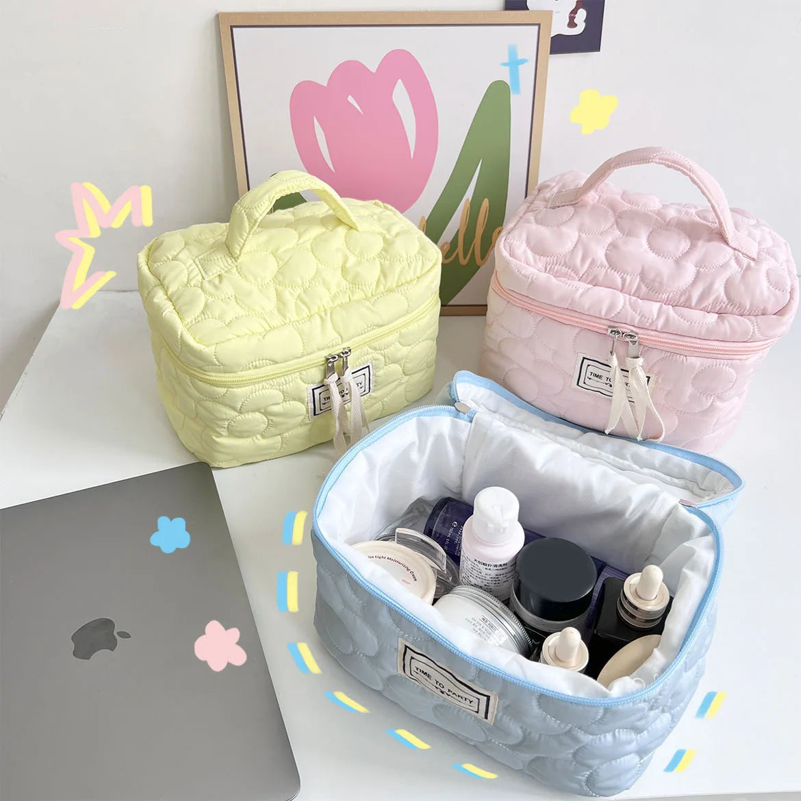 2026 New Cream and Candy Color Travel Cosmetic Bag Large Capacity Toiletries Storage Bag