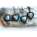 NM40649 Aqua Agate Heart Crystal Necklace Minimal Heart Teal Agate Layering Necklace White Blue Agate Heart Valentine Necklace