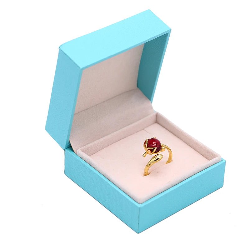 FADELI Customized Fashion Jewelry Box Blue Pendant Double Ring Paper Box with Logo Jewelry Packaging Portable Storage Box