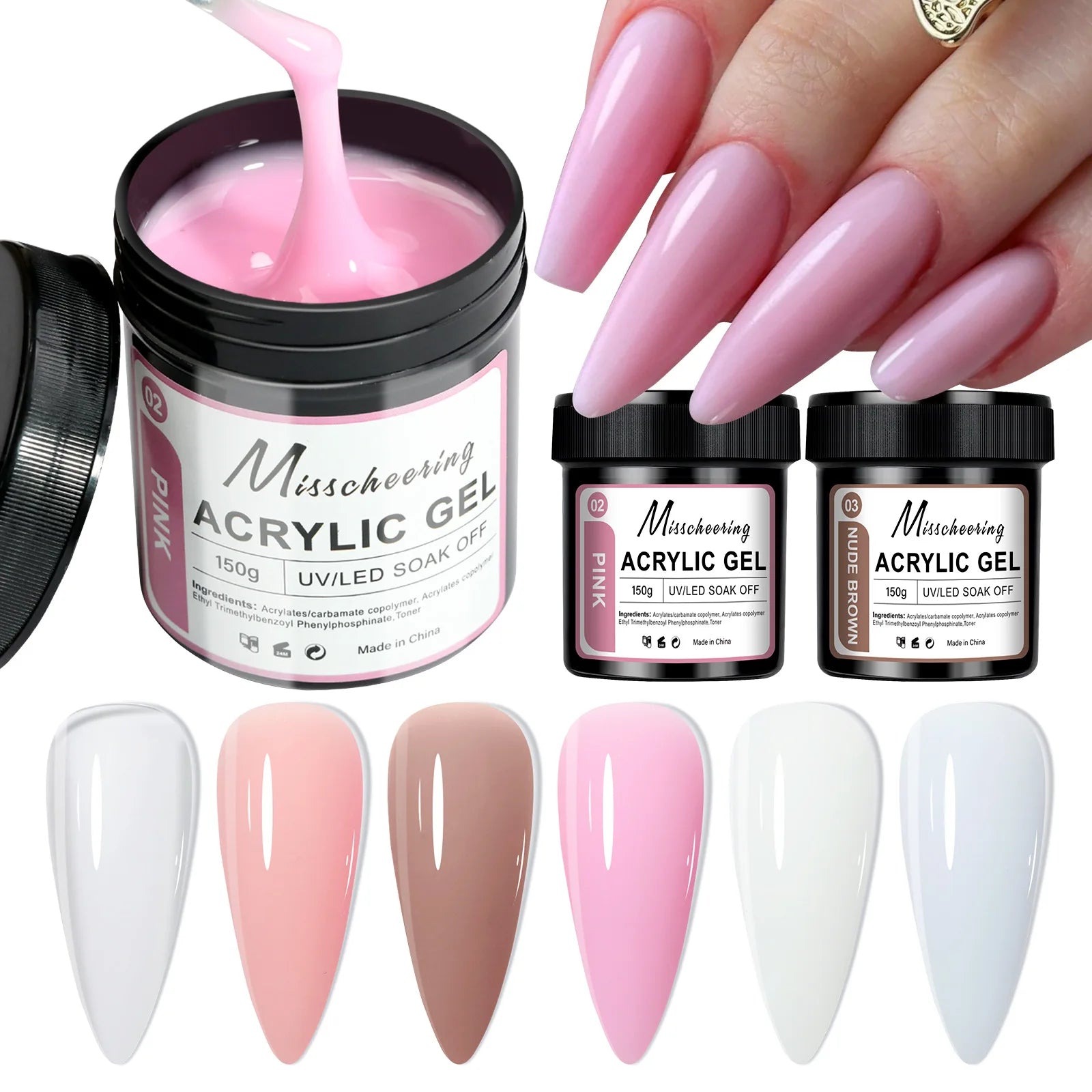 150g Nail Lengthening Gel 6 Colors Nude 3-in-1 Soak off UV LED Extension Gel for Nail Art