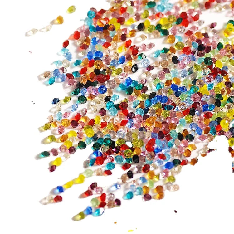 Hisenlee 25 Colors Shiny 3D Tiny Mini Pointed Rhinestones 1.3MM Diamond Glue on Nail Art Decoration 5000Pcs/bag 16 Facets MegaBDM