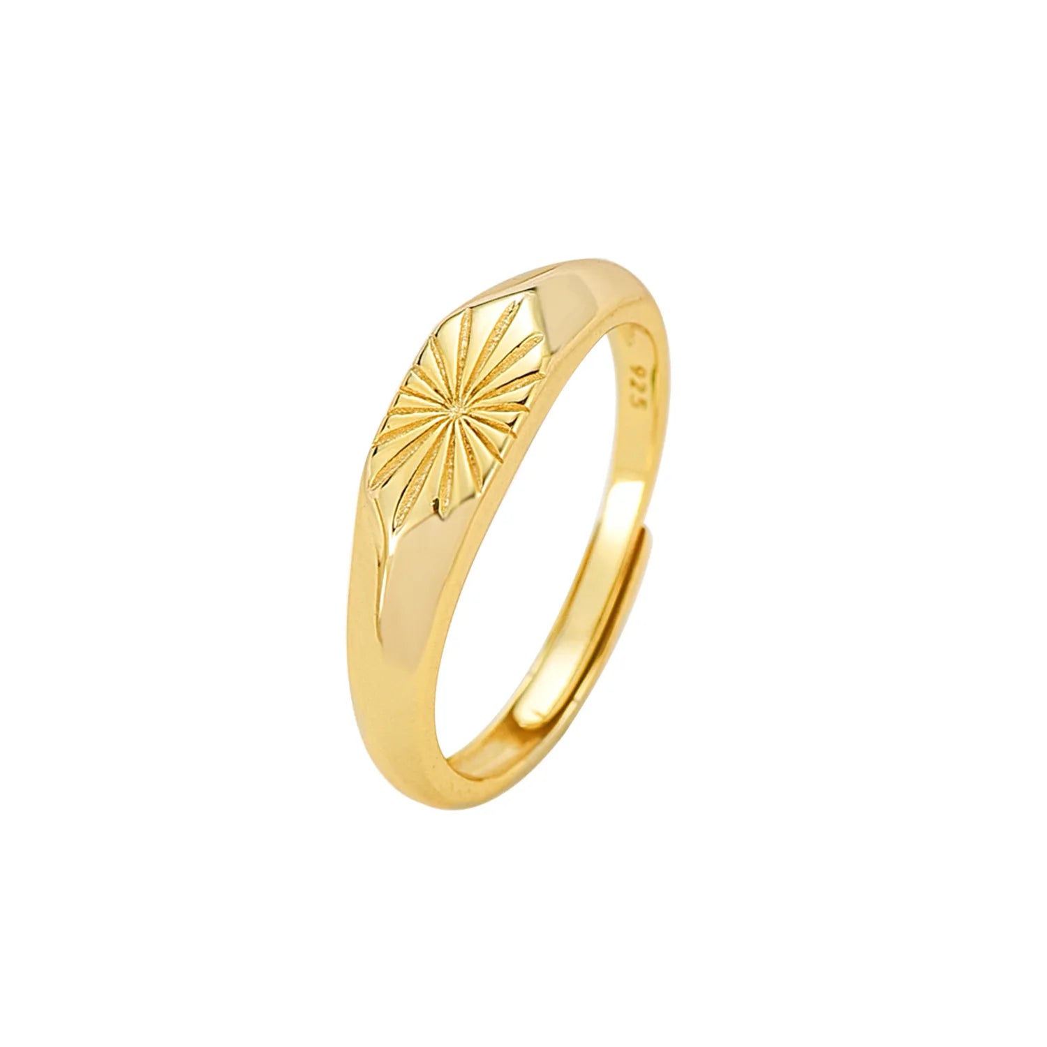 Rainbowking European and American Retro Embossed Personality Radiation Ring S925 Silver New Rhombus Adjustable Size Ring
