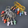 Custom Healing Stones Metal Key Chains Mixed Quartz Crystal Mushroom Key Chains Wholesale