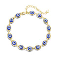 Brass Alloy Blue Turkish Evil Eyes Bead Beaded Chain Charm Bracelet Anklet and Necklace Jewelry