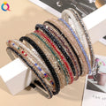 QIYUE Women's New Three-Row Crystal Rhinestone Headband Metal Hair Band Hair Accessories