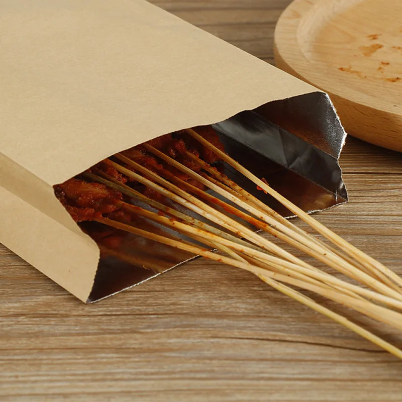 Oil Proof Kraft Pape Bag Snack Bag Prime Branded Packing BBQ Sandwich Greaseproof Paper Bag Food Custom Logo Lined  for Hot Food
