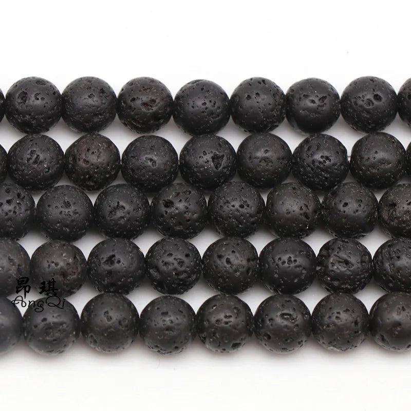 Natural Black Lava Rock Stone Beads 6-14mm Loose Beads for Essential Oil Diffuser and DIY Jewelry Lava Stone Jewelry