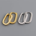 Fine 925 Sterling Silver Fashion 18k Gold Zircon U Shape Hoop Earrings for Women