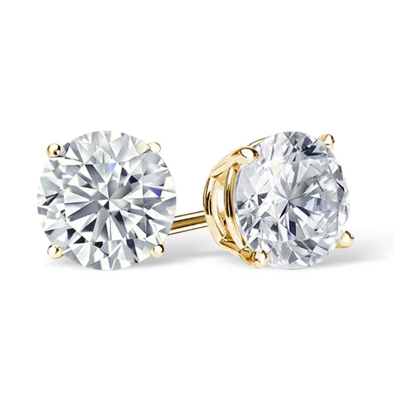 Starsgem Hot Sale Style 10k 14k  18k Solid Gold 1ct 2ct 3ct Moissanite Diamond Gold Stud Earrings Women Fine Jewelry Earrings