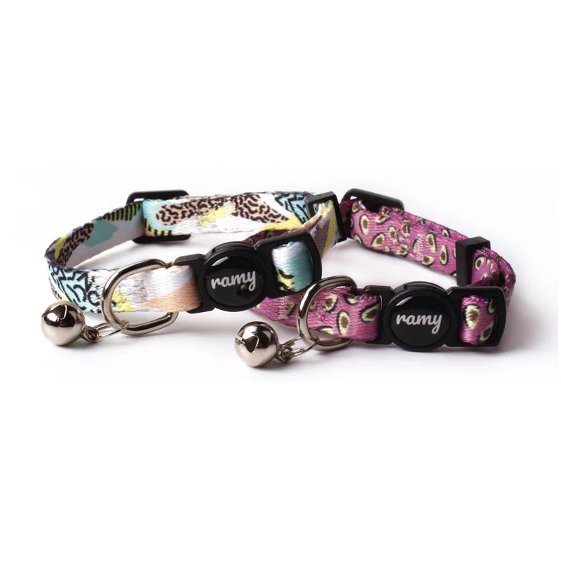 Luxury 12-Piece Set Polyester Pet Collars with Fashion Print Breakaway Buckle and Bell for Dogs and Cats