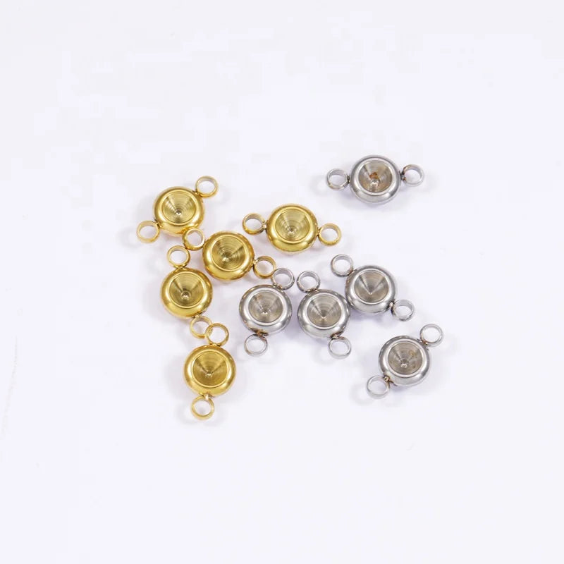 Wholesale Circle Birthstone Charm Pendants With Stainless Steel Holder for DIY Jewelry Crafts