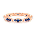 Silver Rhodium Plated Bezel Setting Wedding Party Ring with Blue Zircon Stone for Women
