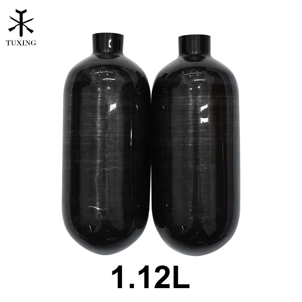TUXING Custom-Made Factory OEM Mini High Pressure 1.12Liter 4500psi 300bar 30Mpa PCP Gas Cylinder Valves Carbon Fiber Air Tank