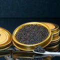 Custom Aluminum clear Lid Metal Empty Round Gold Tin Caviar Cans Packaging Top Screw Caviar Tins Box for Caviar